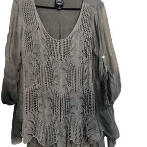 Le Marais Paris Vintage Elegant Gray Women's Blouse Size X-Large